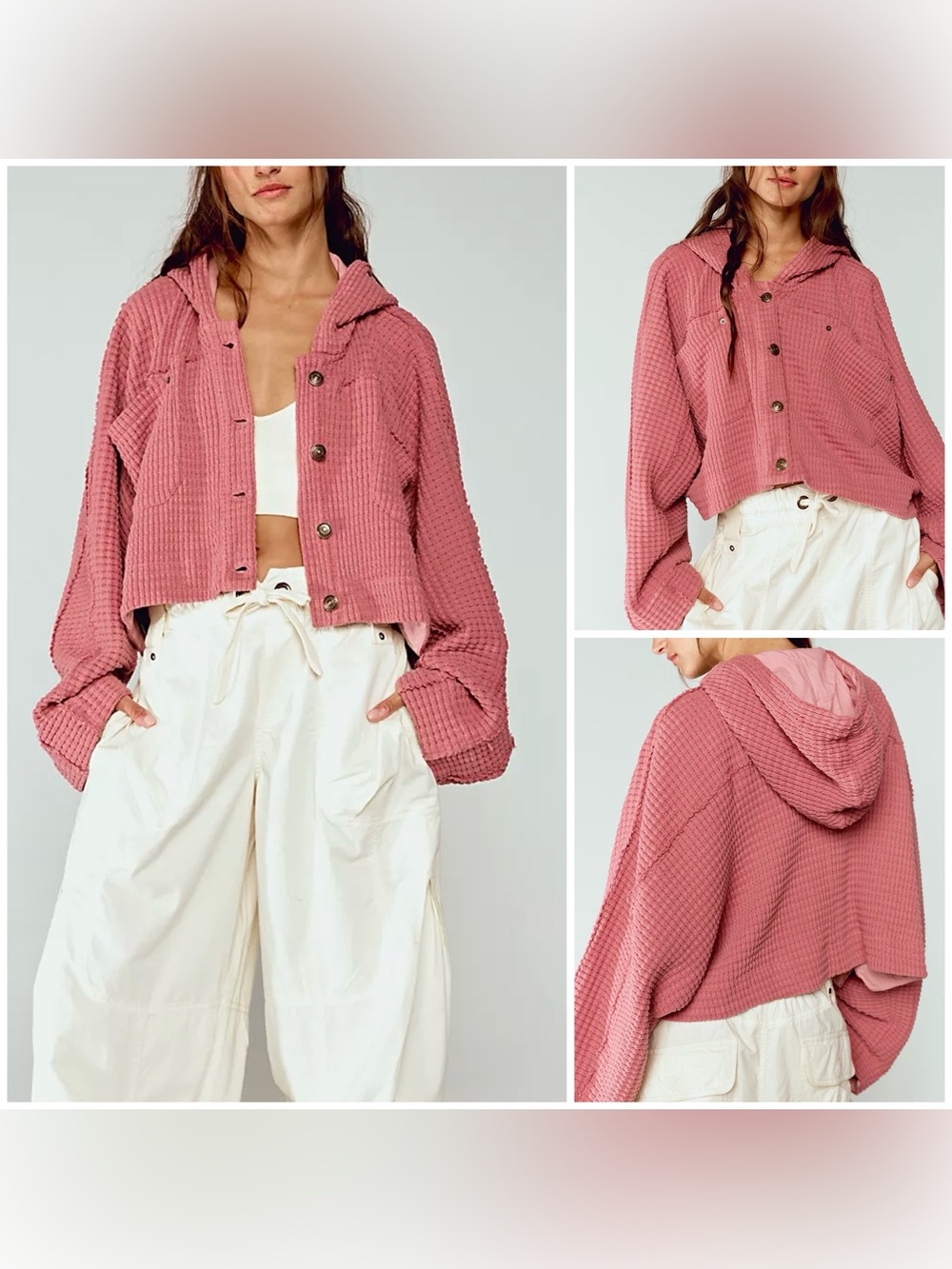 NWT Free People We The Free Lolli Swing Cardi - Rose Elegance pink - small